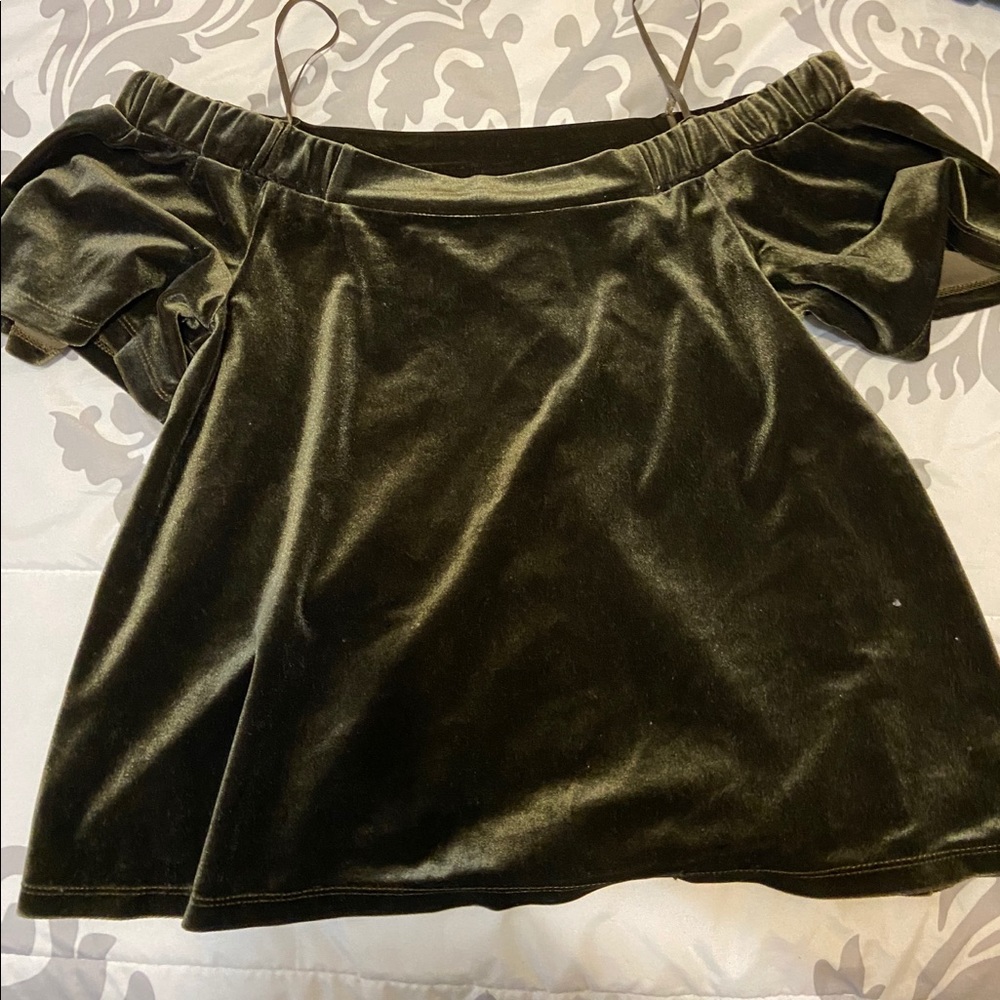 Green off the shoulder top